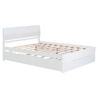 Modern Full Bed Frame With Twin Size Trundle And 2 Drawers