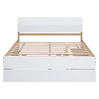 Modern Full Bed Frame With Twin Size Trundle And 2 Drawers