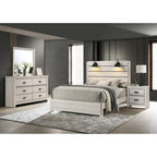 Edyth 4 Piece White LED Panel Bedroom Set