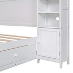 Full Size Wooden Bed With All-in-One Cabinet and Shelf