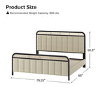 Alphons Modern Solid Wood Frame Ratten Bed with LED Headboard by HULALA HOME