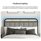 Alphons Modern Solid Wood Frame Ratten Bed with LED Headboard by HULALA HOME