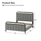 Alphons Modern Solid Wood Frame Ratten Bed with LED Headboard by HULALA HOME