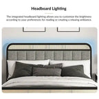 Alphons Modern Solid Wood Frame Ratten Bed with LED Headboard by HULALA HOME