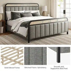 Alphons Modern Solid Wood Frame Ratten Bed with LED Headboard by HULALA HOME