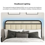 Alphons Modern Solid Wood Frame Ratten Bed with LED Headboard by HULALA HOME