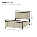 Alphons Modern Solid Wood Frame Ratten Bed with LED Headboard by HULALA HOME