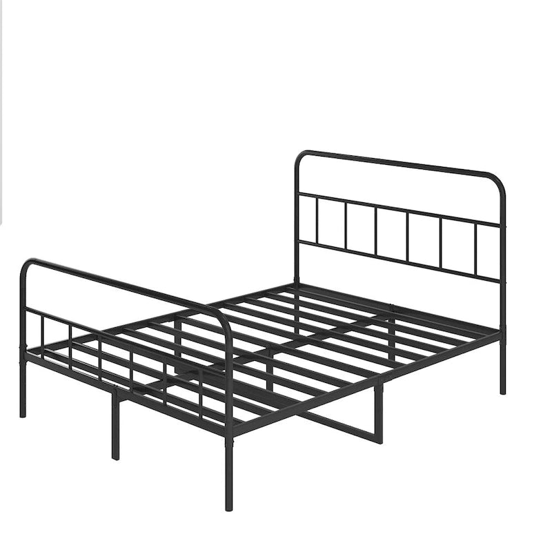 Queen Size Metal Platform Bed frame w/ Headboard No Box Spring Needed