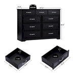 Bedroom Dresser, 9 Drawer Long Dresser with Antique Handles, Wood Chest of Drawers for Kids Room, Living Room, Entry and Hallway