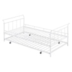 Twin Size Metal Daybed with Curved Handle Design and Twin Size Trundle