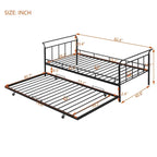 Twin Size Metal Daybed with Curved Handle Design and Twin Size Trundle