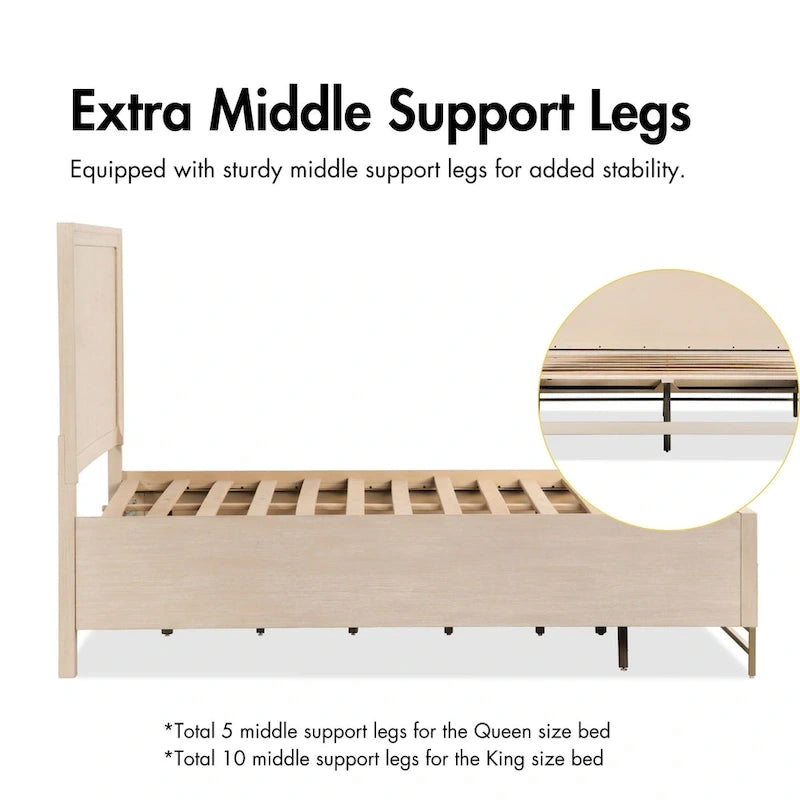 Furniture of America Drayden Transitional Oak Solid Wood 3-Piece Bed and 2 Nightstand Bedroom Set