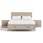 Furniture of America Drayden Transitional Oak Solid Wood 3-Piece Bed and 2 Nightstand Bedroom Set