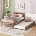 Modern Design Wooden Platform Bed Frame with Trundle