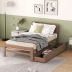 Modern Design Wooden Platform Bed Frame with Trundle