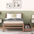 Modern Design Wooden Platform Bed Frame with Trundle