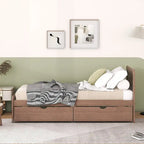 Modern Design Wooden Platform Bed Frame with Trundle