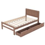 Modern Design Wooden Platform Bed Frame with Trundle