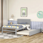 Modern Design Wooden Platform Bed Frame with Trundle