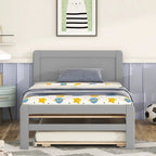 Modern Design Wooden Platform Bed Frame with Trundle