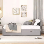 Modern Design Wooden Platform Bed Frame with Trundle