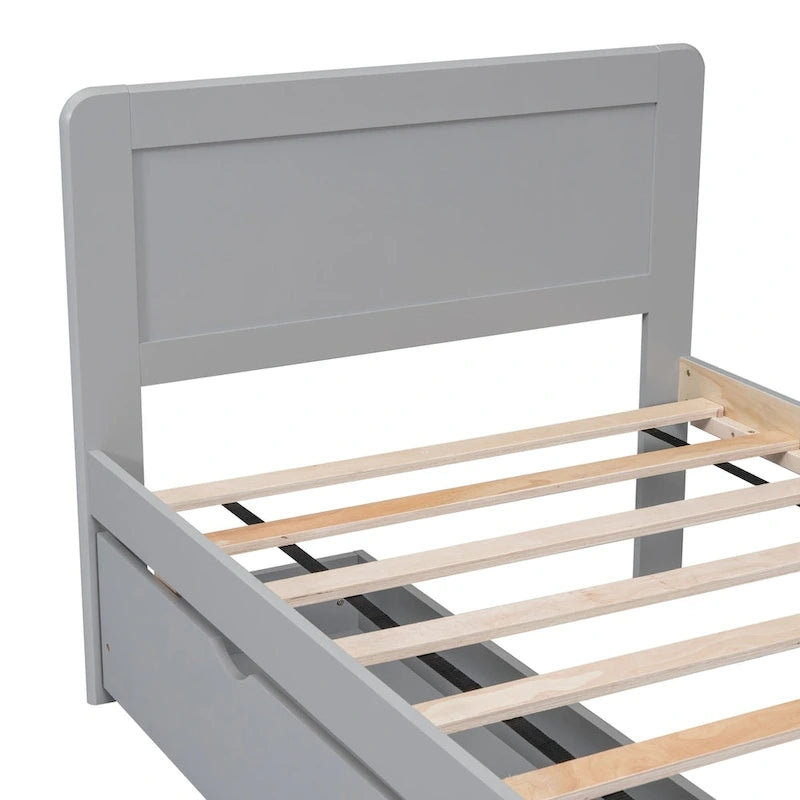 Modern Design Wooden Platform Bed Frame with Trundle