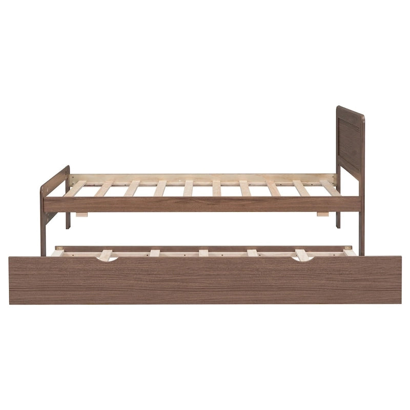 Modern Design Wooden Platform Bed Frame with Trundle
