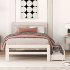 Modern Design Wooden Platform Bed Frame with Trundle