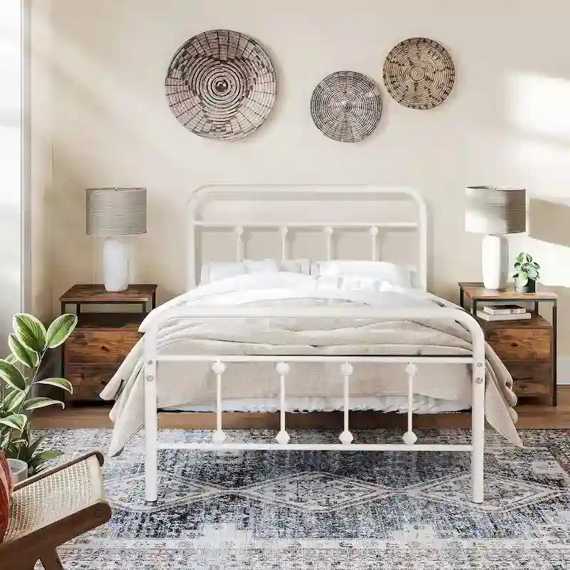 Javlergo Metal Platform Bed Frame with Headboard and Footboard, No Box Spring Needed