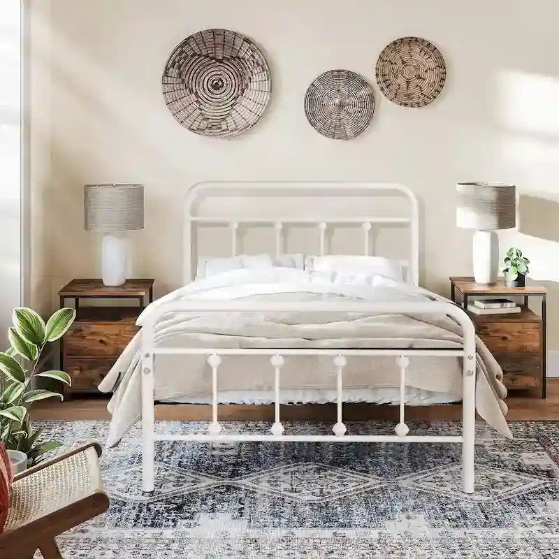 Javlergo Metal Platform Bed Frame with Headboard and Footboard, No Box Spring Needed