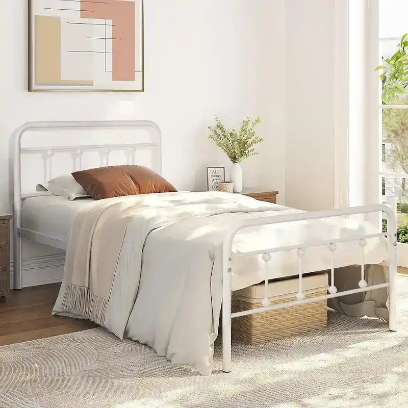 Javlergo Metal Platform Bed Frame with Headboard and Footboard, No Box Spring Needed