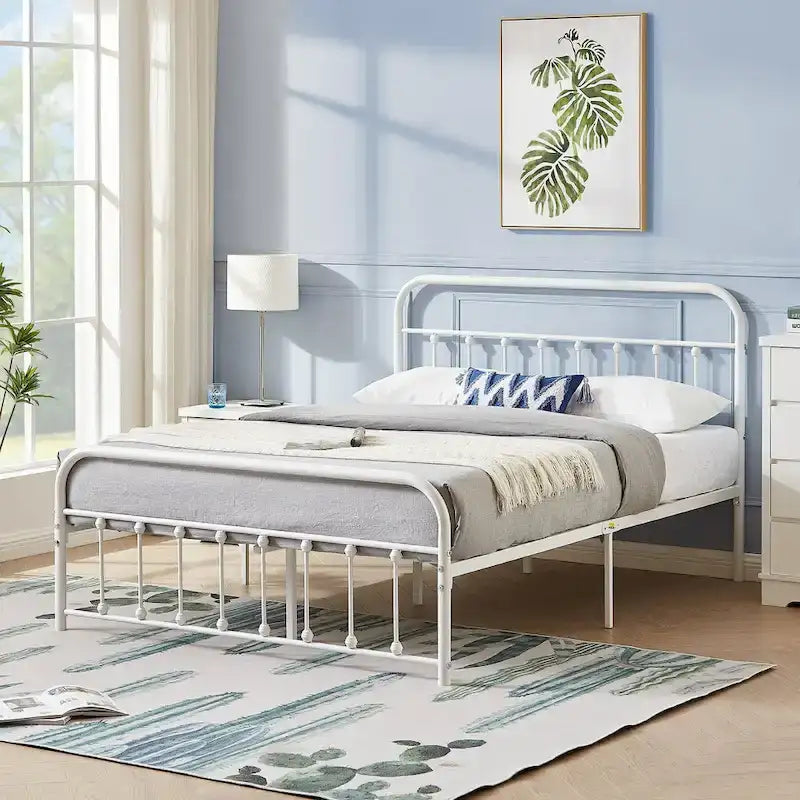 Javlergo Metal Platform Bed Frame with Headboard and Footboard, No Box Spring Needed