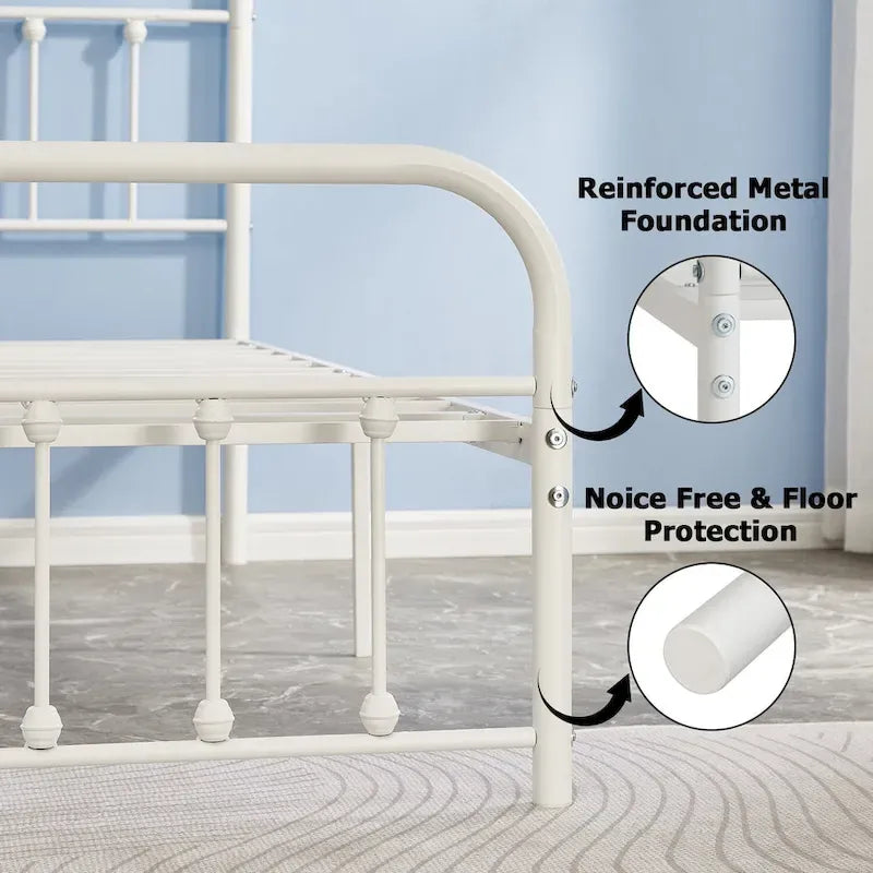 Javlergo Metal Platform Bed Frame with Headboard and Footboard, No Box Spring Needed