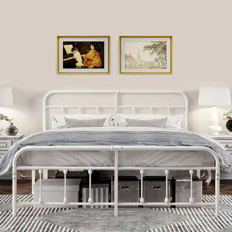 Javlergo Metal Platform Bed Frame with Headboard and Footboard, No Box Spring Needed