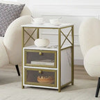 Javlergo Nightstand with 2 Drawers and Storage Shelf for Bedroom, Small Night Stands, Bed Side Table