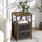 Javlergo Nightstand with 2 Drawers and Storage Shelf for Bedroom, Small Night Stands, Bed Side Table