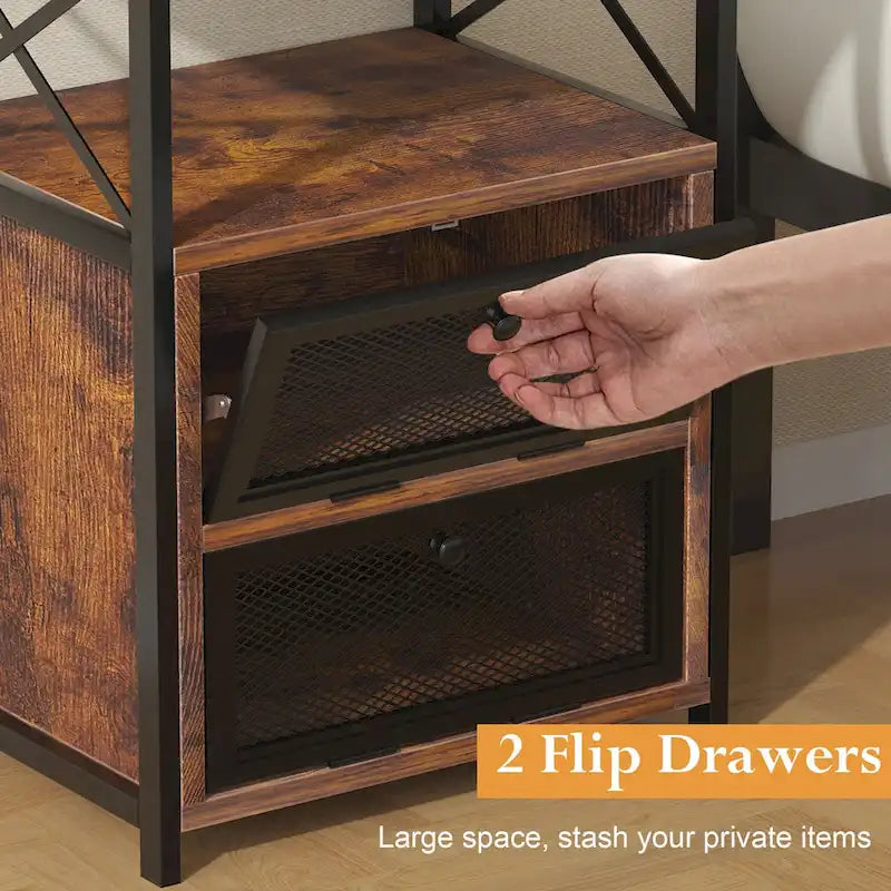 Javlergo Nightstand with 2 Drawers and Storage Shelf for Bedroom, Small Night Stands, Bed Side Table