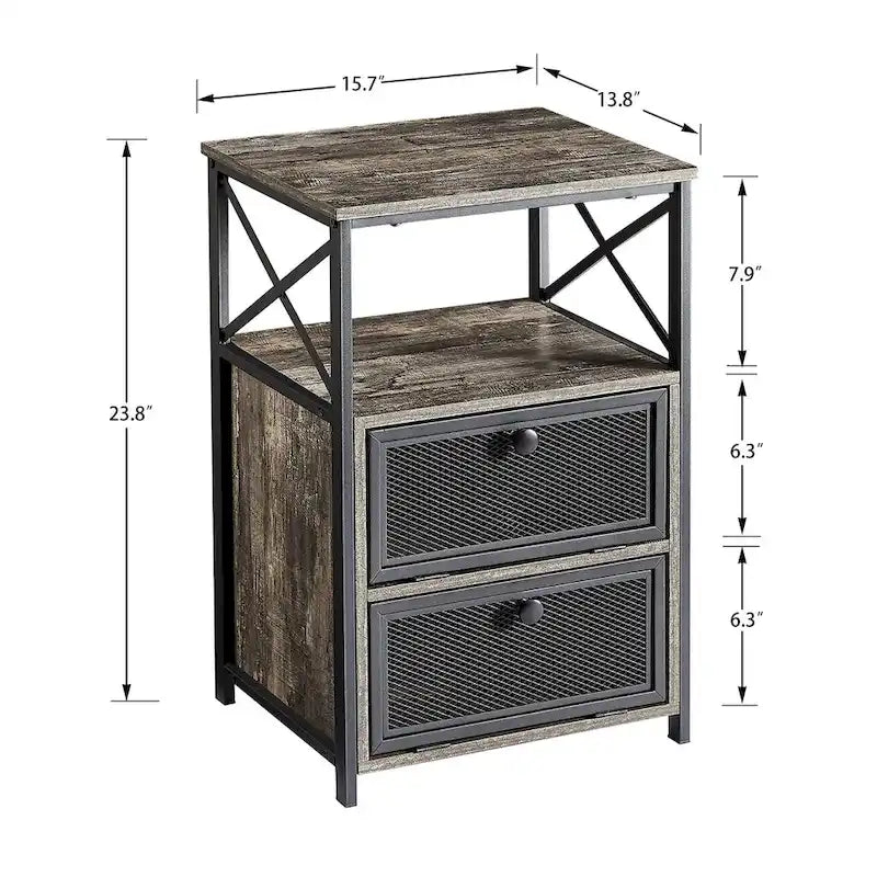 Javlergo Nightstand with 2 Drawers and Storage Shelf for Bedroom, Small Night Stands, Bed Side Table