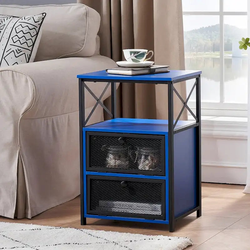 Javlergo Nightstand with 2 Drawers and Storage Shelf for Bedroom, Small Night Stands, Bed Side Table