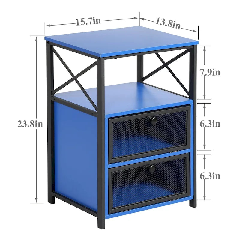 Javlergo Nightstand with 2 Drawers and Storage Shelf for Bedroom, Small Night Stands, Bed Side Table