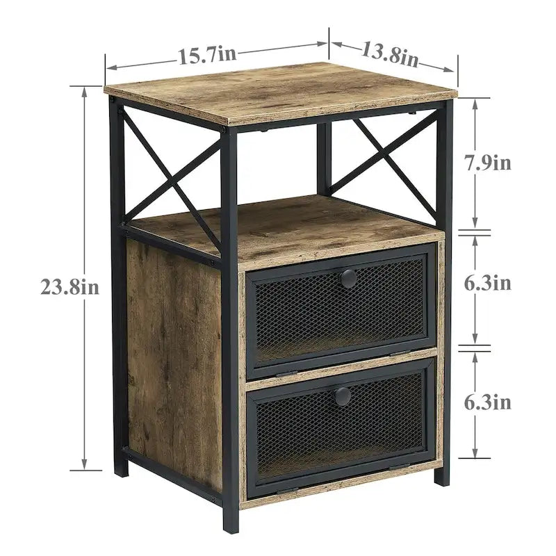 Javlergo Nightstand with 2 Drawers and Storage Shelf for Bedroom, Small Night Stands, Bed Side Table