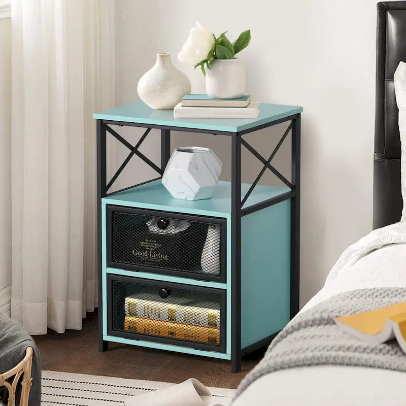 Javlergo Nightstand with 2 Drawers and Storage Shelf for Bedroom, Small Night Stands, Bed Side Table