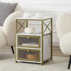 Javlergo Nightstand with 2 Drawers and Storage Shelf for Bedroom, Small Night Stands, Bed Side Table