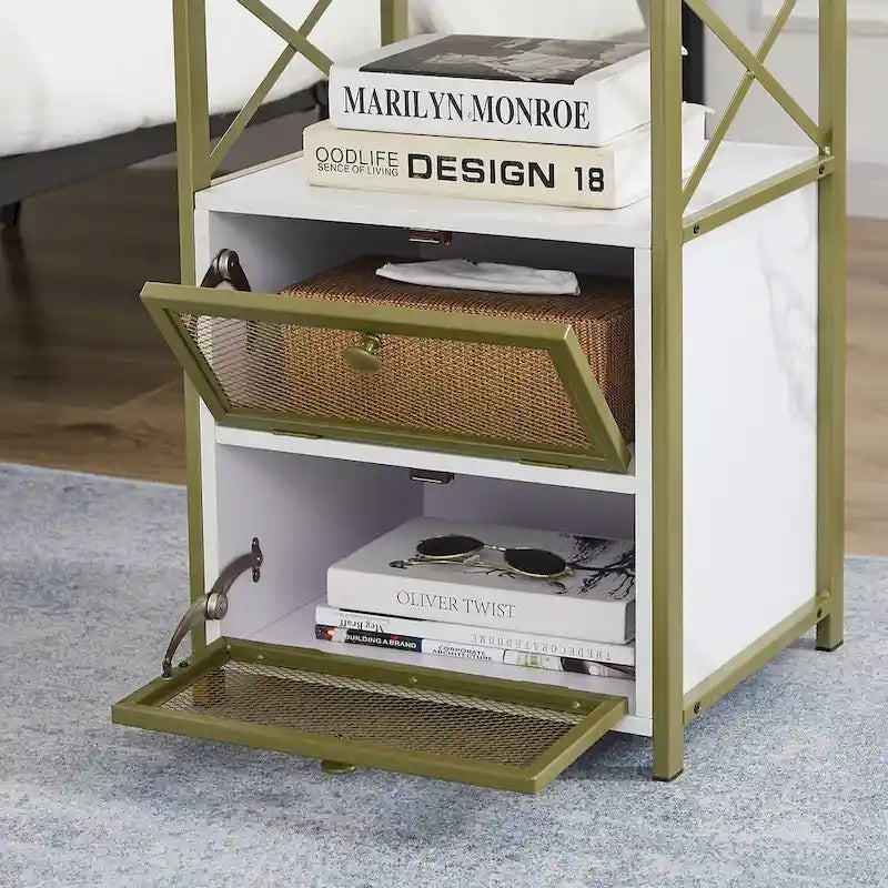 Javlergo Nightstand with 2 Drawers and Storage Shelf for Bedroom, Small Night Stands, Bed Side Table