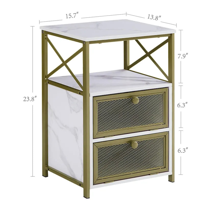 Javlergo Nightstand with 2 Drawers and Storage Shelf for Bedroom, Small Night Stands, Bed Side Table