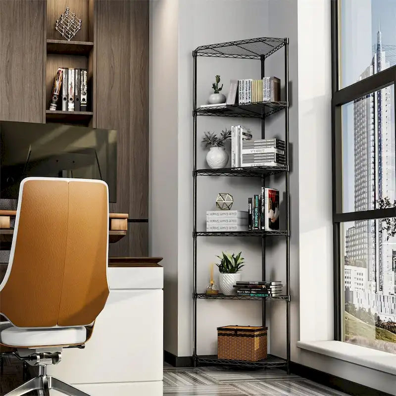 6 Tier Shelf Heavy Duty Free Standing Corner Storage Display Rack