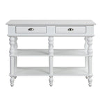 Rectangular Kitchen Island with 2 Drawers in White