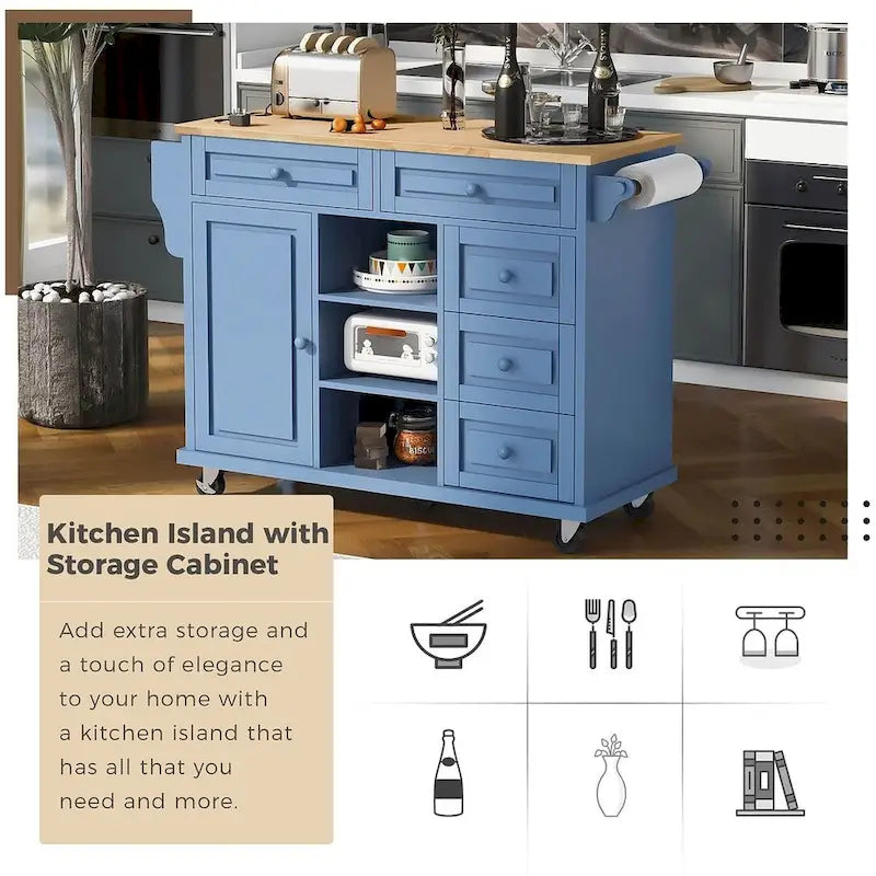 53  Rolling Mobile Island Kitchen Island Cart