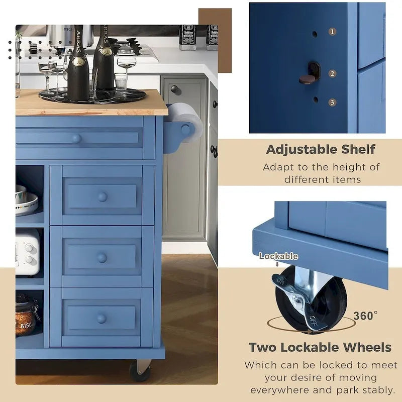 53  Rolling Mobile Island Kitchen Island Cart