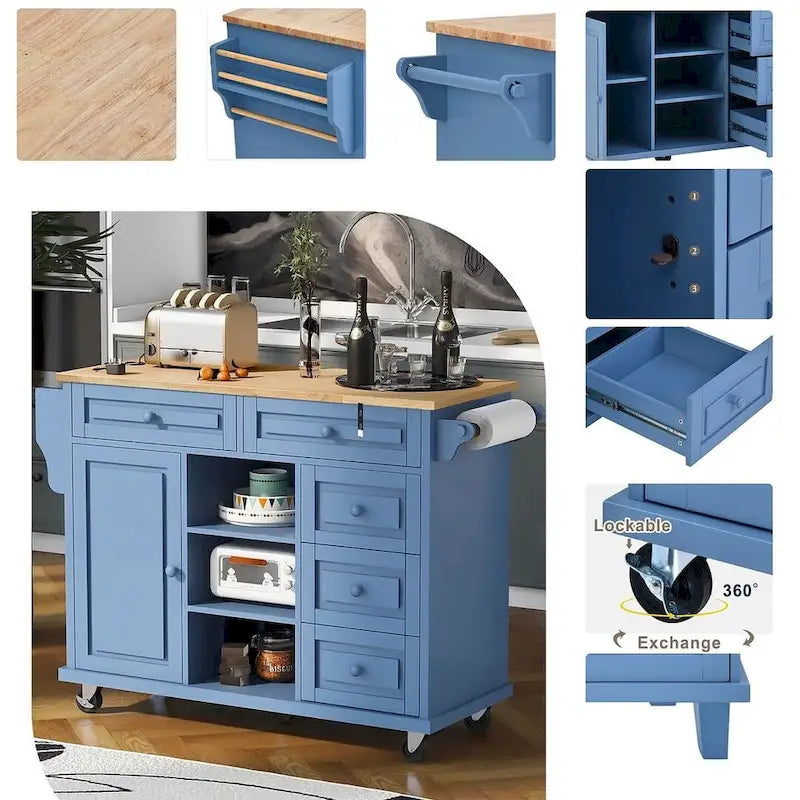 53  Rolling Mobile Island Kitchen Island Cart